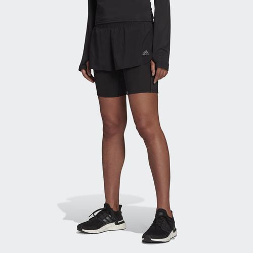  adidas Run Icons Two-In-One Kadın Siyah Koşu Şortu (H57754)