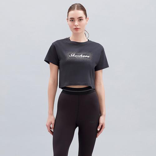  Skechers Graphic Shiny Logo Kadın Siyah Tişört (S221460-001)